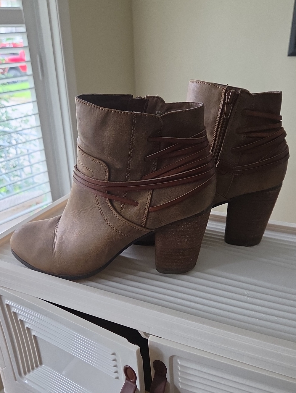Madden Girl Taupe Ankle Booties with Wrap Straps